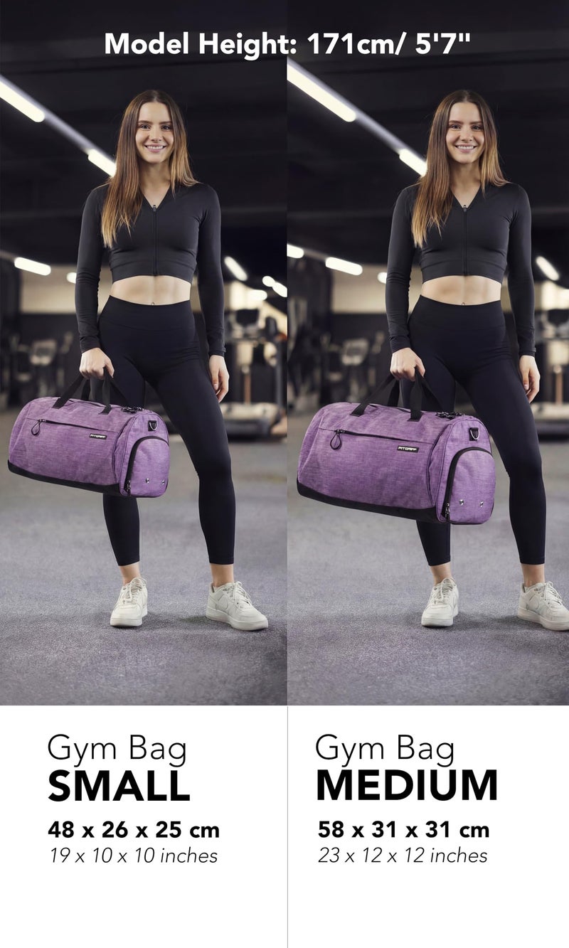 FitgriffÂ® Gym Bag for Men & Women with Shoe & Wet Compartment - Duffle Bag for Travel, Sports, Fitness & Workout (Purple, 19 x 10 x 10â€³ (Small)) - Image 3